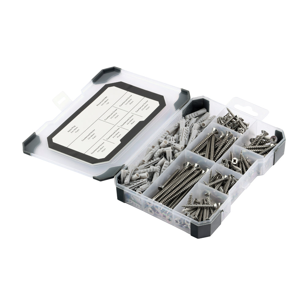 Mixed Tray – Screws, Plugs & Drill Bit (A2 Stainless Steel) – 251 Piece