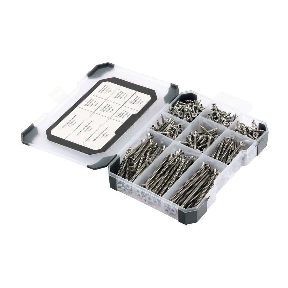 Mixed Tray – Woodscrews (A2 Stainless Steel) – 340 Piece