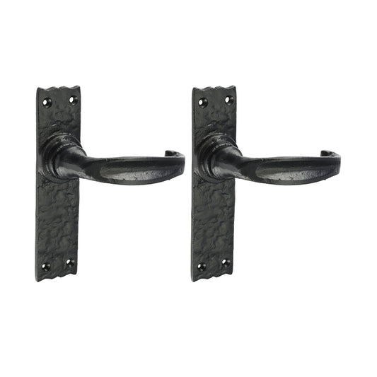 Narrow Style Lever Latch Door Handle – Antique Black Iron - 155 × 37
