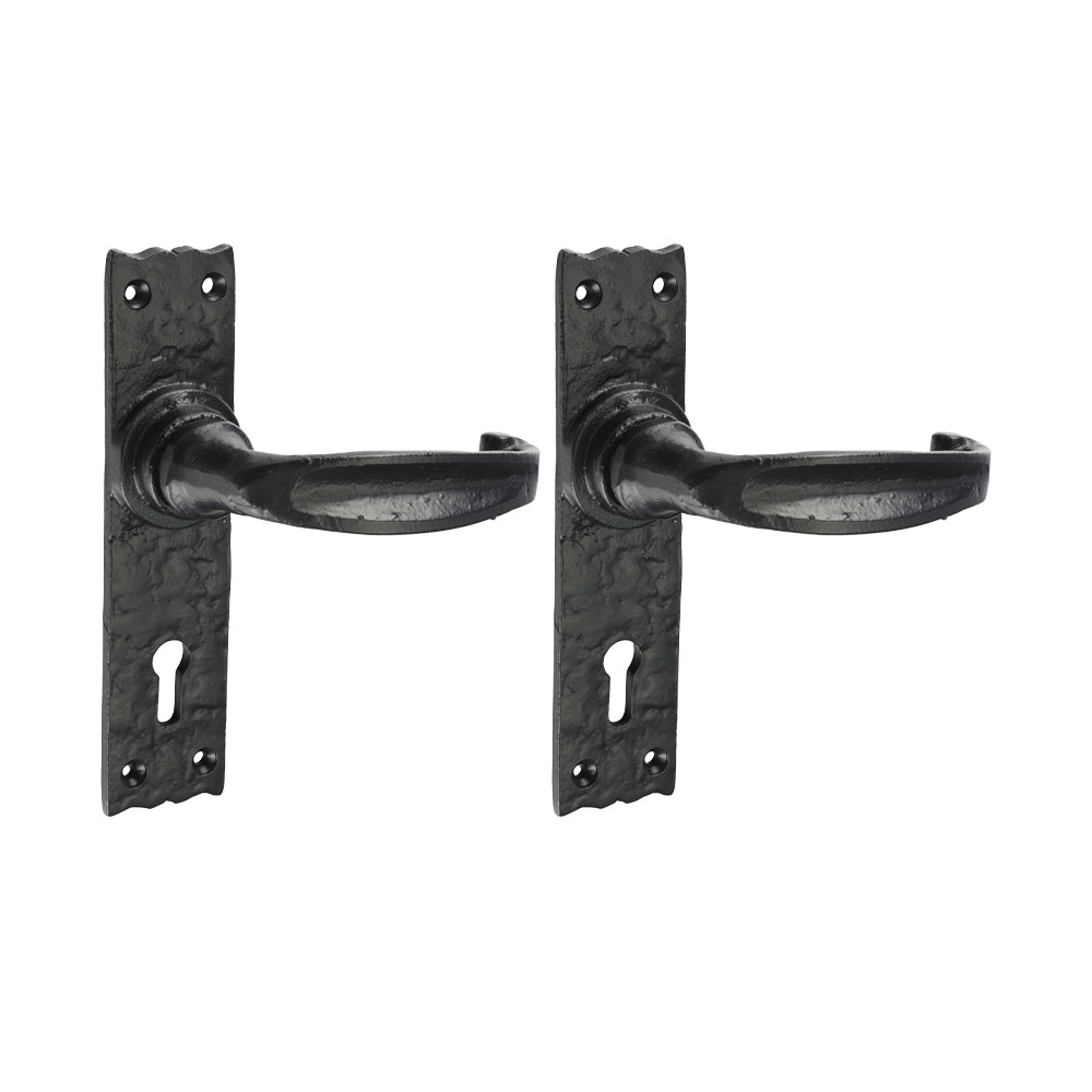 Narrow Style Lever Lock Handle – Antique Black - 155 × 37