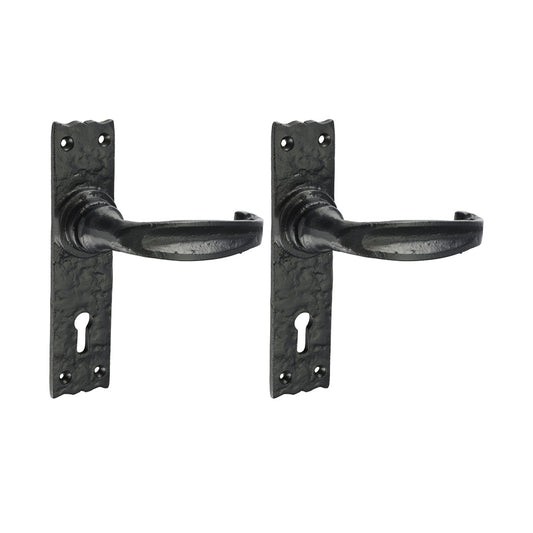 Narrow Style Lever Lock Handle – Antique Black - 155 × 37