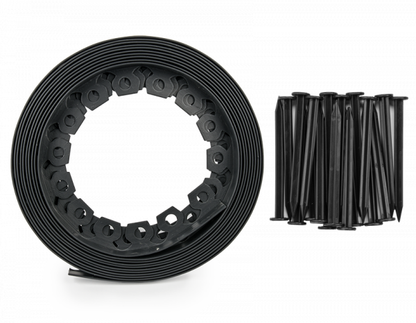 Lawn Border Set, Easy Border 100mm Black 10m With Pegs