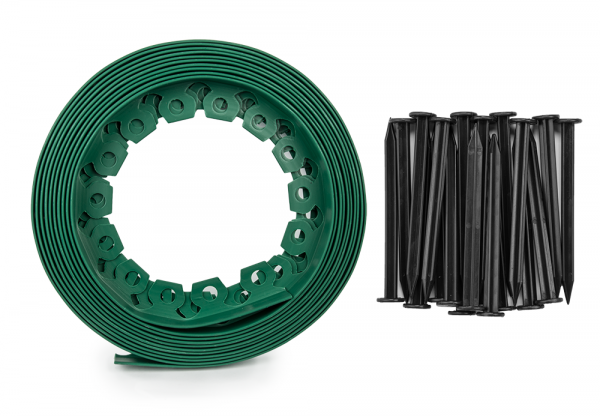 Lawn Border Set, Easy Border 50mm Green 10m with Pegs