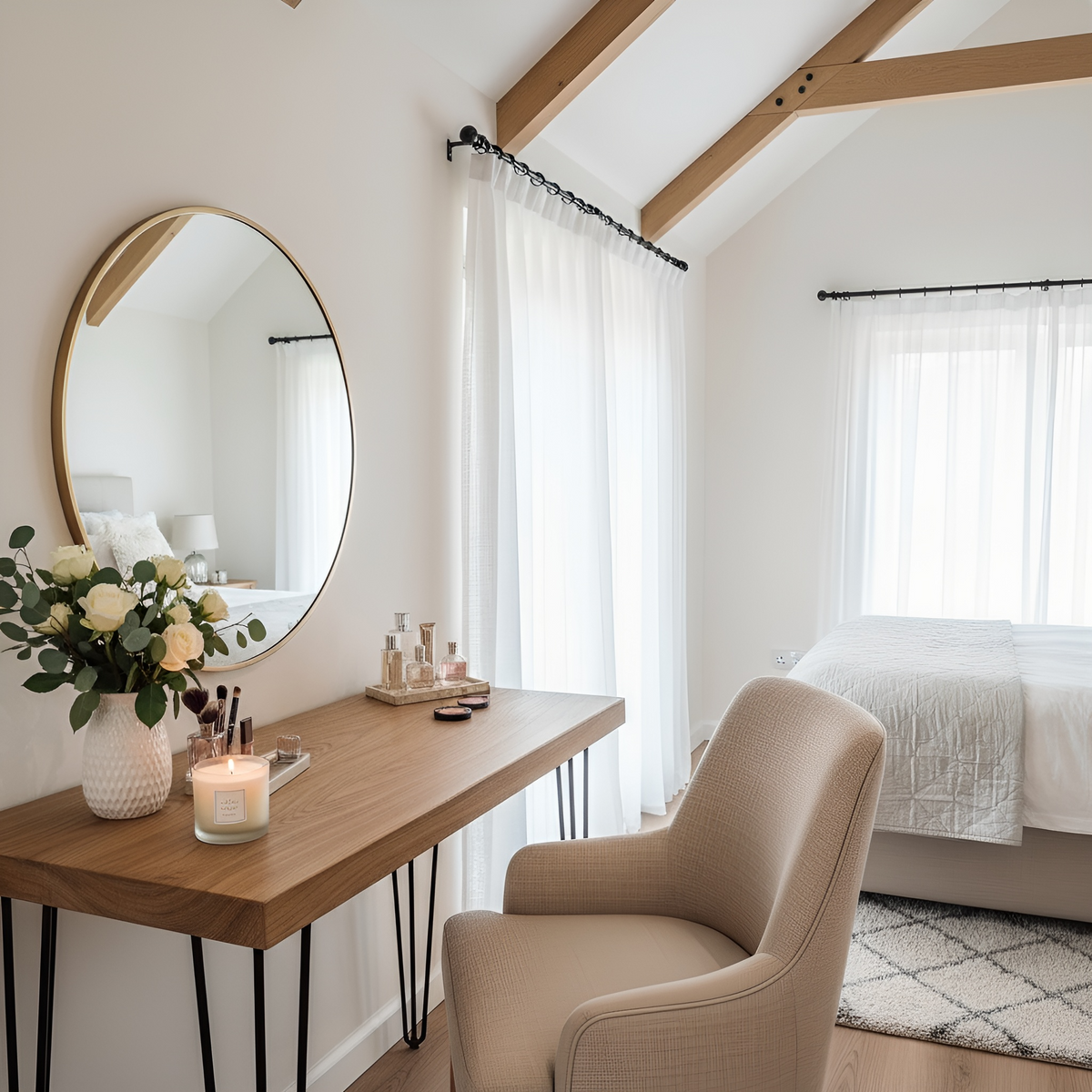 LARIA Oak Makeup / Dressing Table