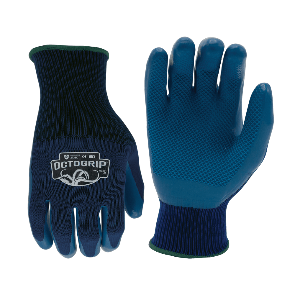 Octogrip OG351 Heavy Duty Latex Coated Palm Work Glove Blue XL