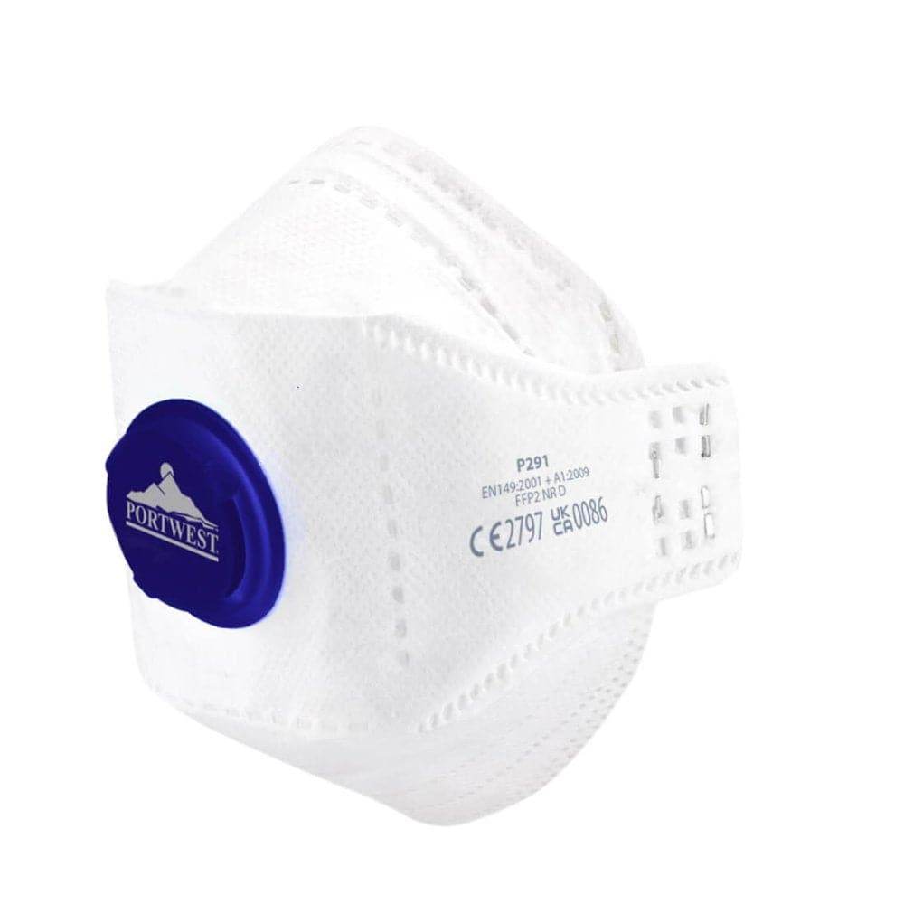 Portwest P291 EAGLE FFP2 Valved Dolomite Fold Flat Respirator (Pack of 10)