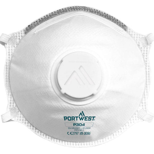 Portwest P304 FFP3 Valved Dolomite Light Cup Respirator (Pk10)