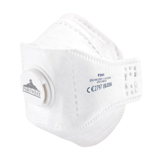 Portwest P391 EAGLE FFP3 Valved Dolomite Fold Flat Respirator (Pack of 10)
