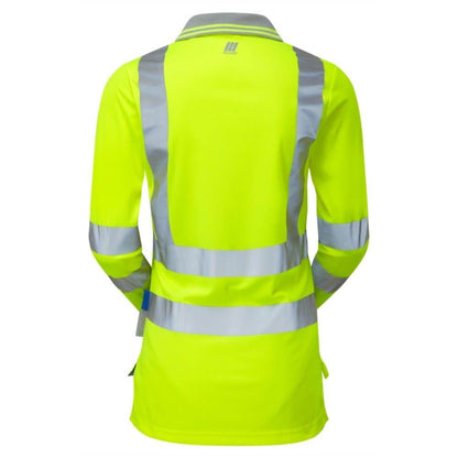 PULSAR P702 Ladies Hi-Vis Yellow Long Sleeve Polo Shirt