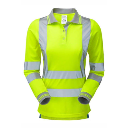 PULSAR P702 Ladies Hi-Vis Yellow Long Sleeve Polo Shirt