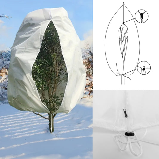 Protective Plant Cover, 50gsm Sack with Cord and Zipper, Diameter: 89cm, Size: 1.4m x 2.2 m