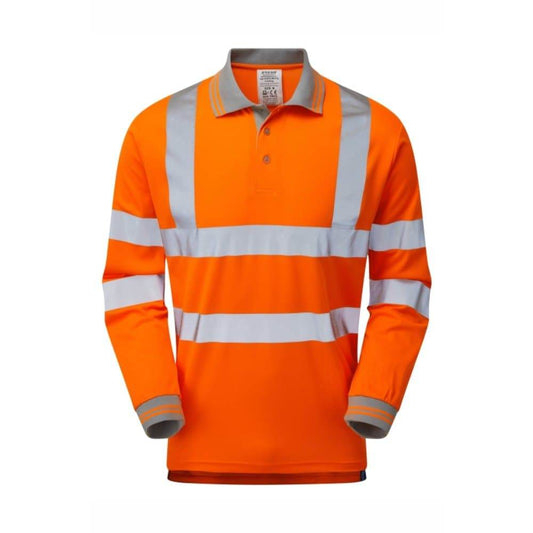 PULSAR PR470 Hi-Vis Orange Long Sleeve Polo Shirt