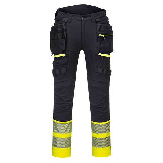 Portwest DX445 4-Way Stretch Hi-Vis Class 1 Holster Pocket Trouser Yellow/Black