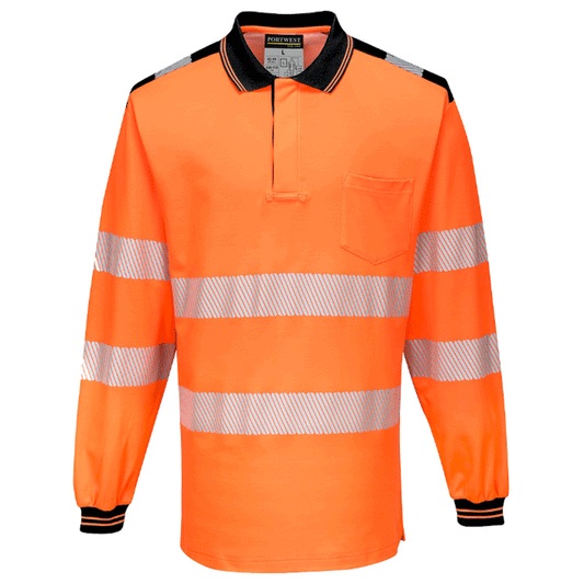 Portwest T184 PW3 Hi-Vis Long Sleeve Polo Shirt Various Colours