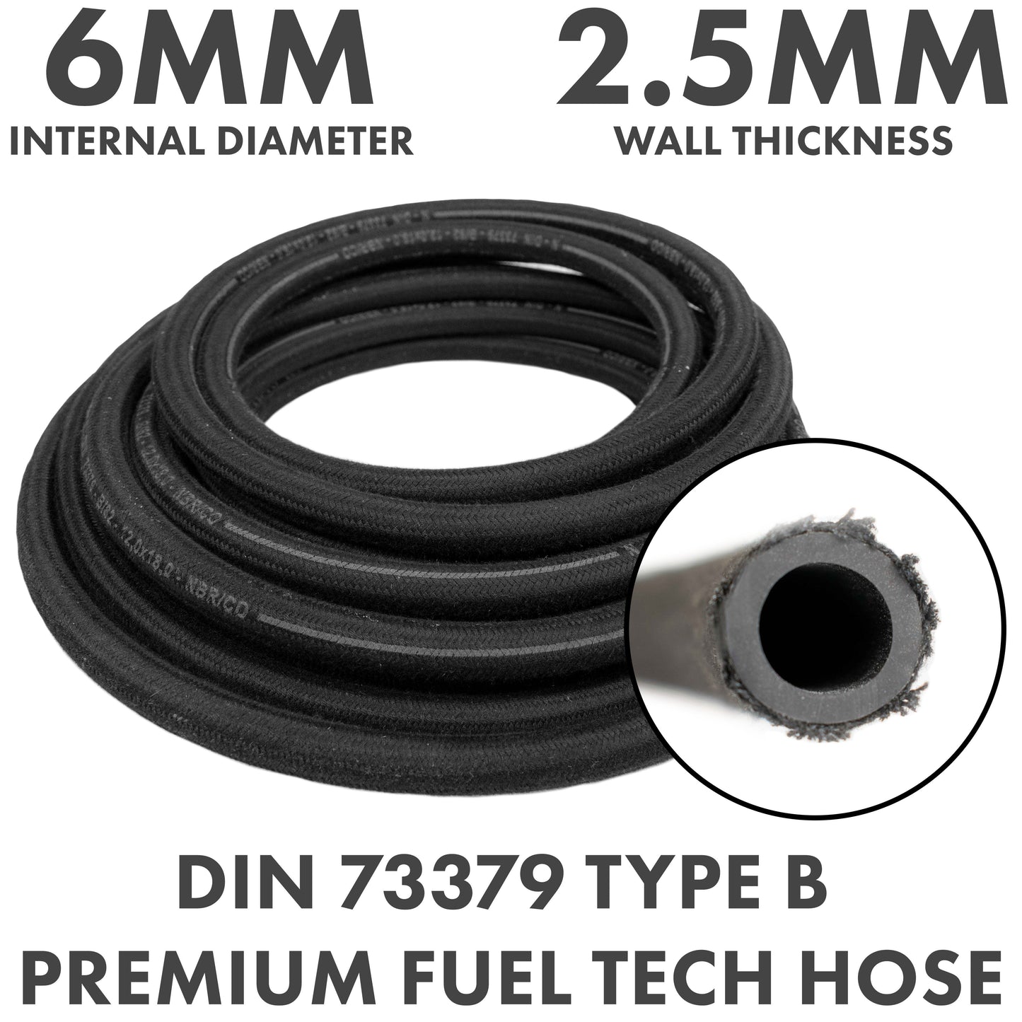 Rubber Reinforced with a Heat Resistant Textile Braid 6mm/11mm
