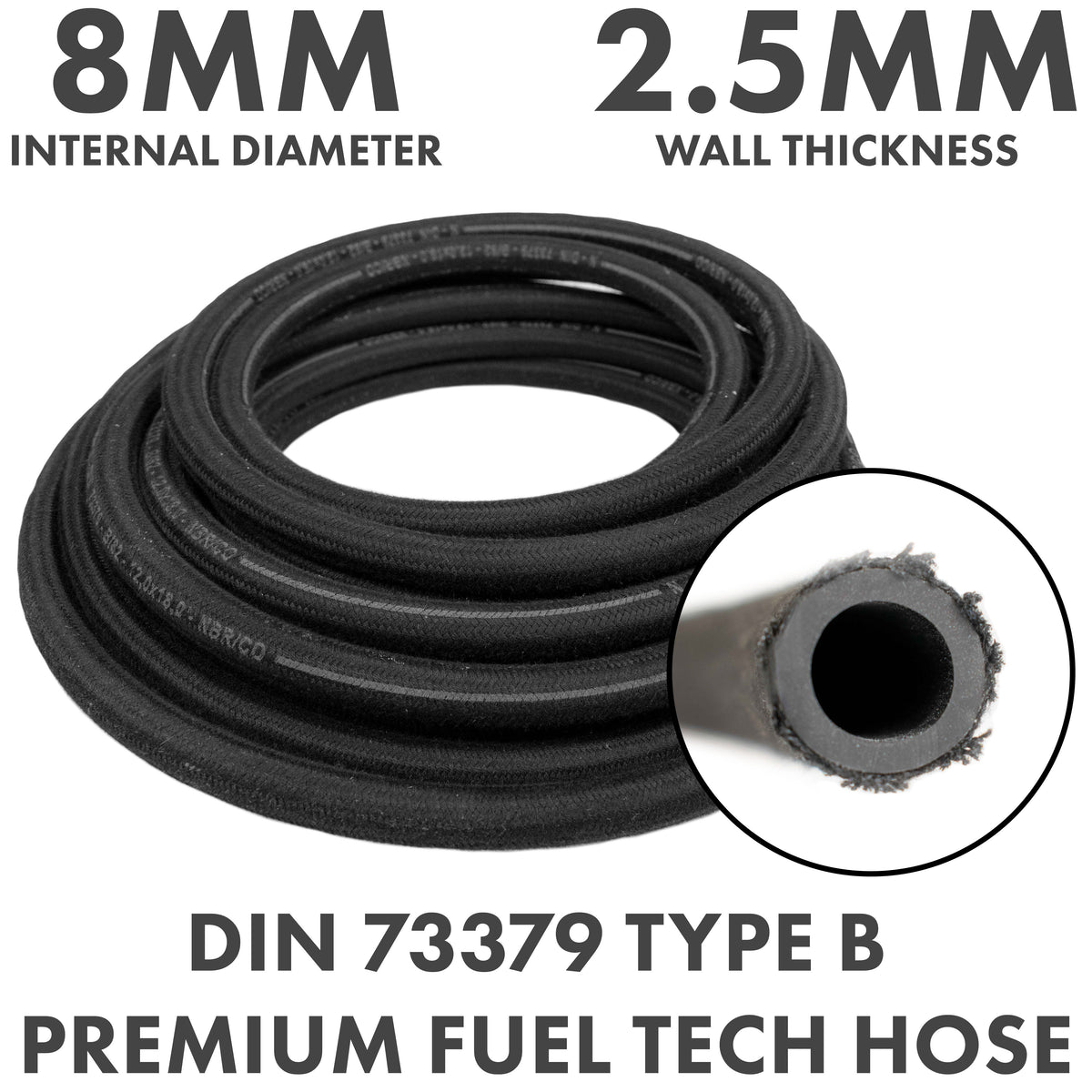 Rubber Reinforced with a Heat Resistant Textile Braid 8mm/13mm