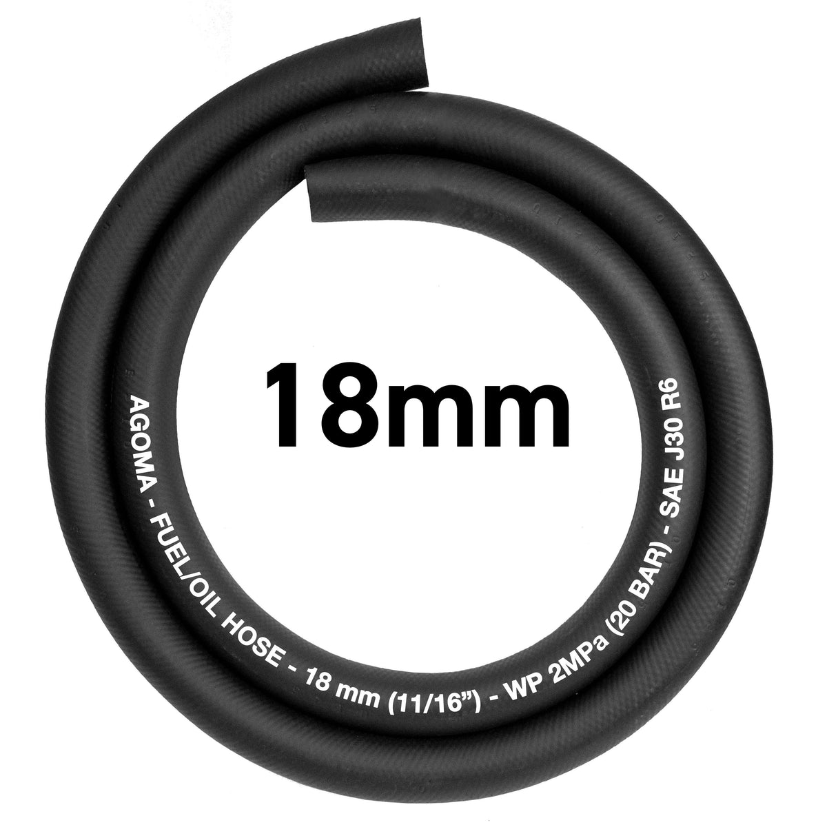 Rubber 18mm Braided Fuel, Oil Hose SAE J30 R6