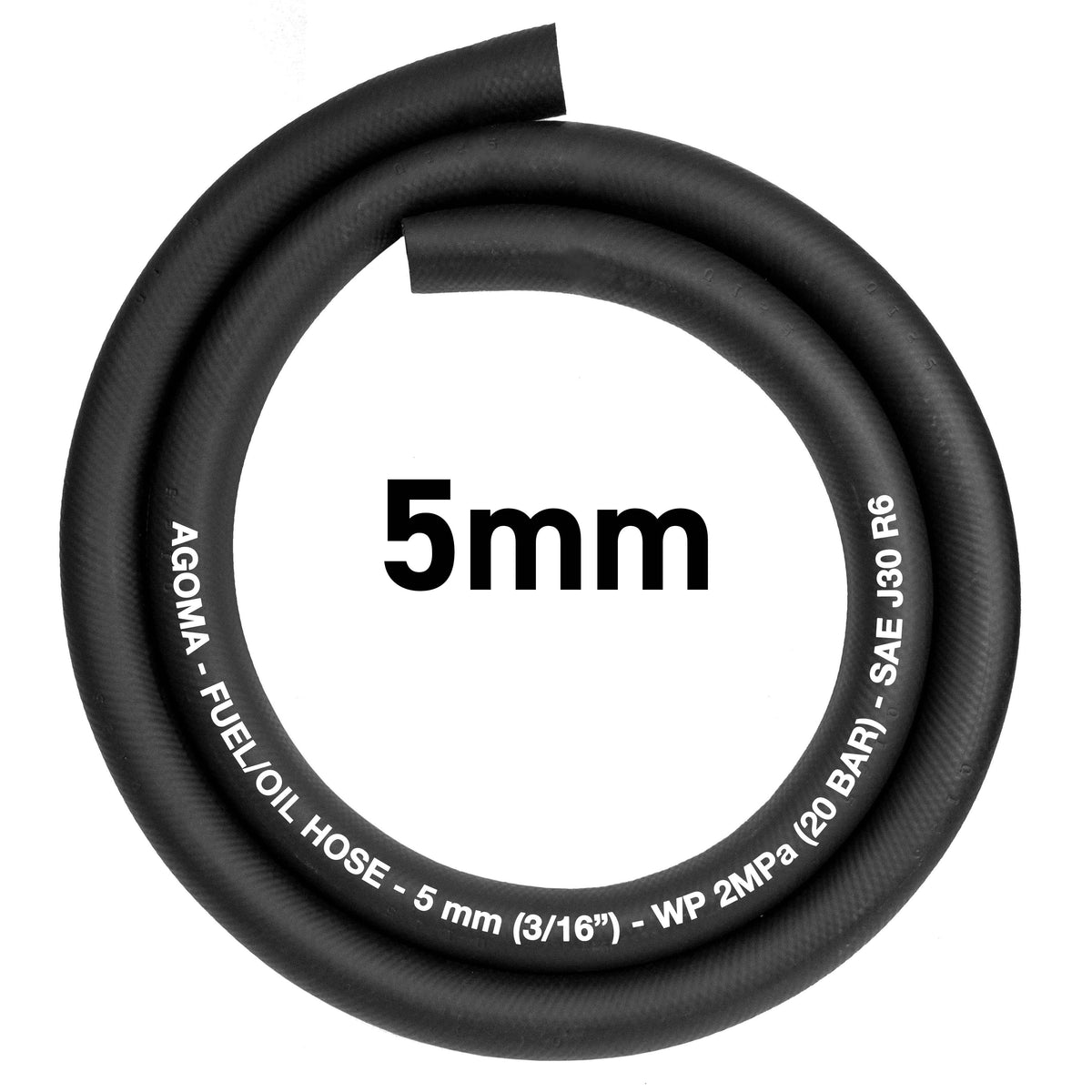 Rubber 5mm Braided Fuel, Oil Hose SAE J30 R6