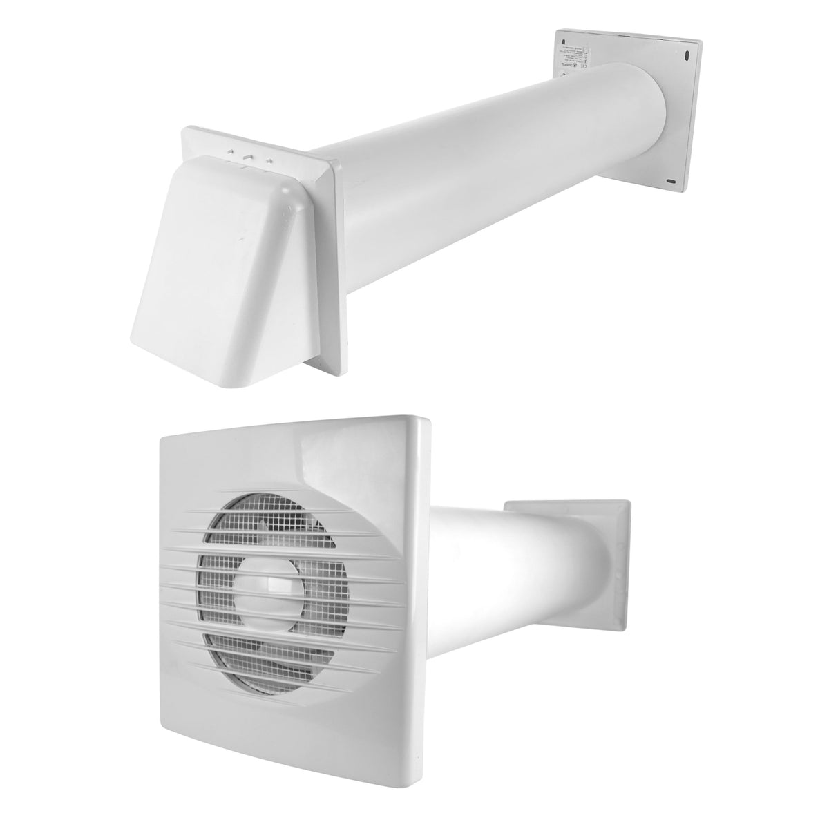 Through Wall Ventilation Kit RICO Standard Fan with White External Vent