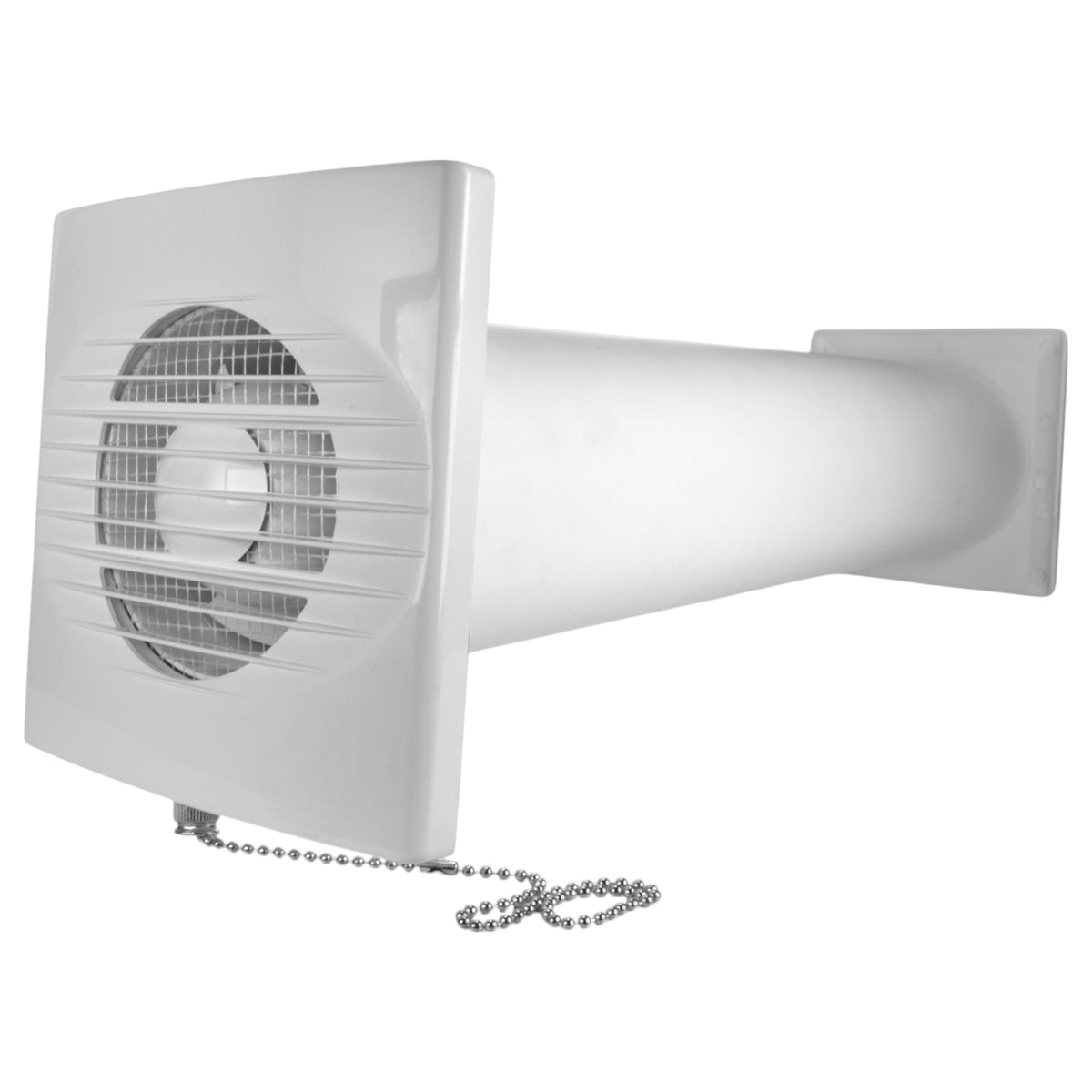 Through Wall Ventilation Kit RICO Pull-Cord Switch Fan with White External Vent