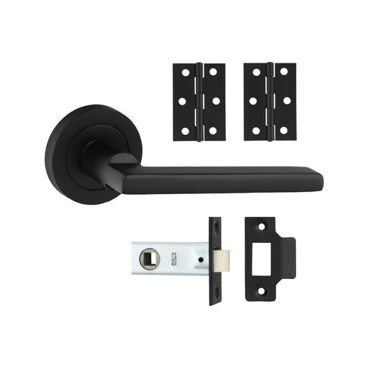 Radmore Lever on Rose Door Pack – Matt Black (Door Handle / Hinges / Latch)