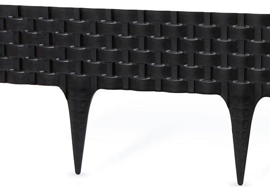 Lawn Edging, Plastic Palisade Rattan Effect, 2.4m, Black