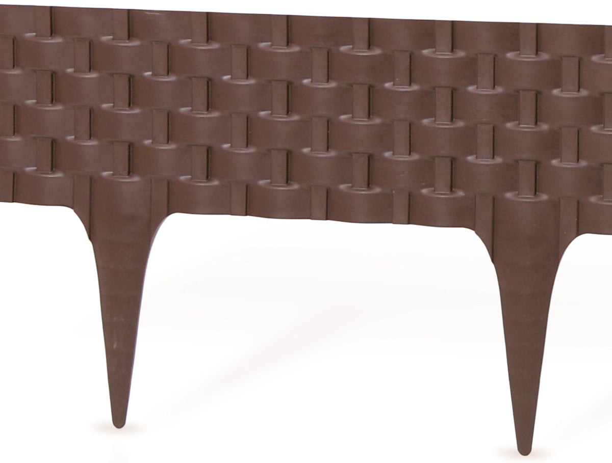Lawn Edging, Plastic Palisade Rattan Effect, 2.4m, Brown