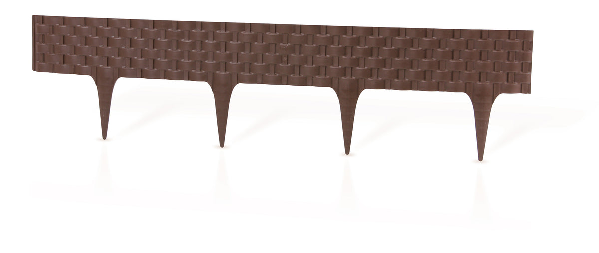 Lawn Edging, Plastic Palisade Rattan Effect, 2.4m, Brown