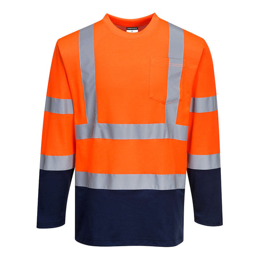 Portwest Hi-Vis Cotton Comfort Contrast T-Shirt L/S S280