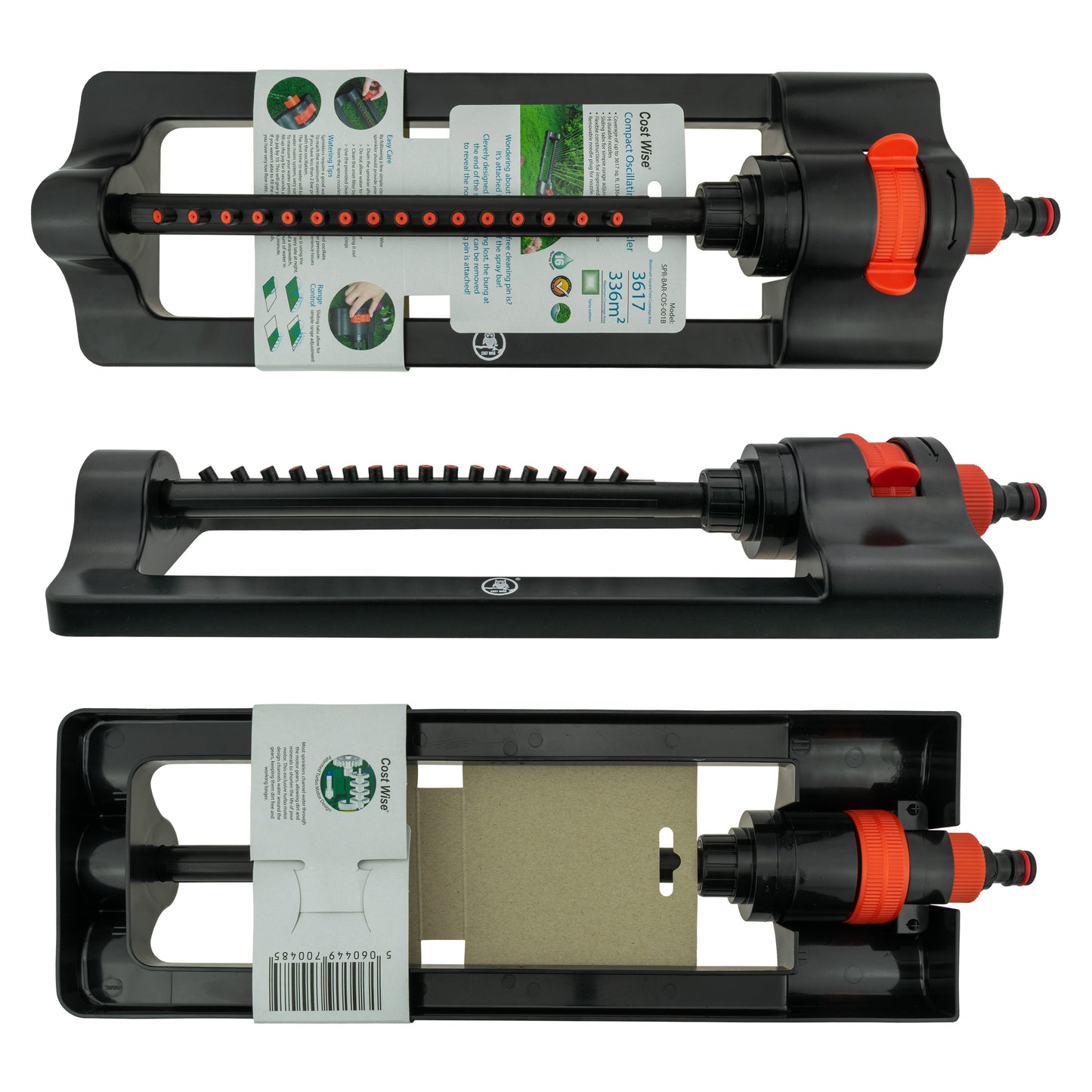 Oscillating Sprinkler Cost Wise Black Orange