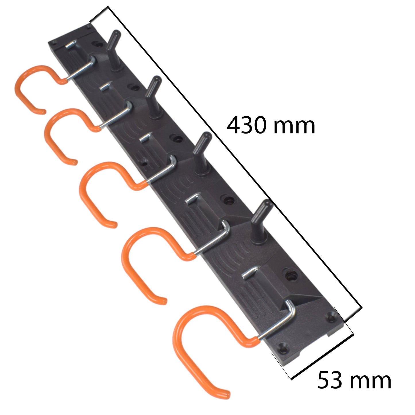 Tool Rail with Adjustable Peg Hooks and S Hanging Hooks