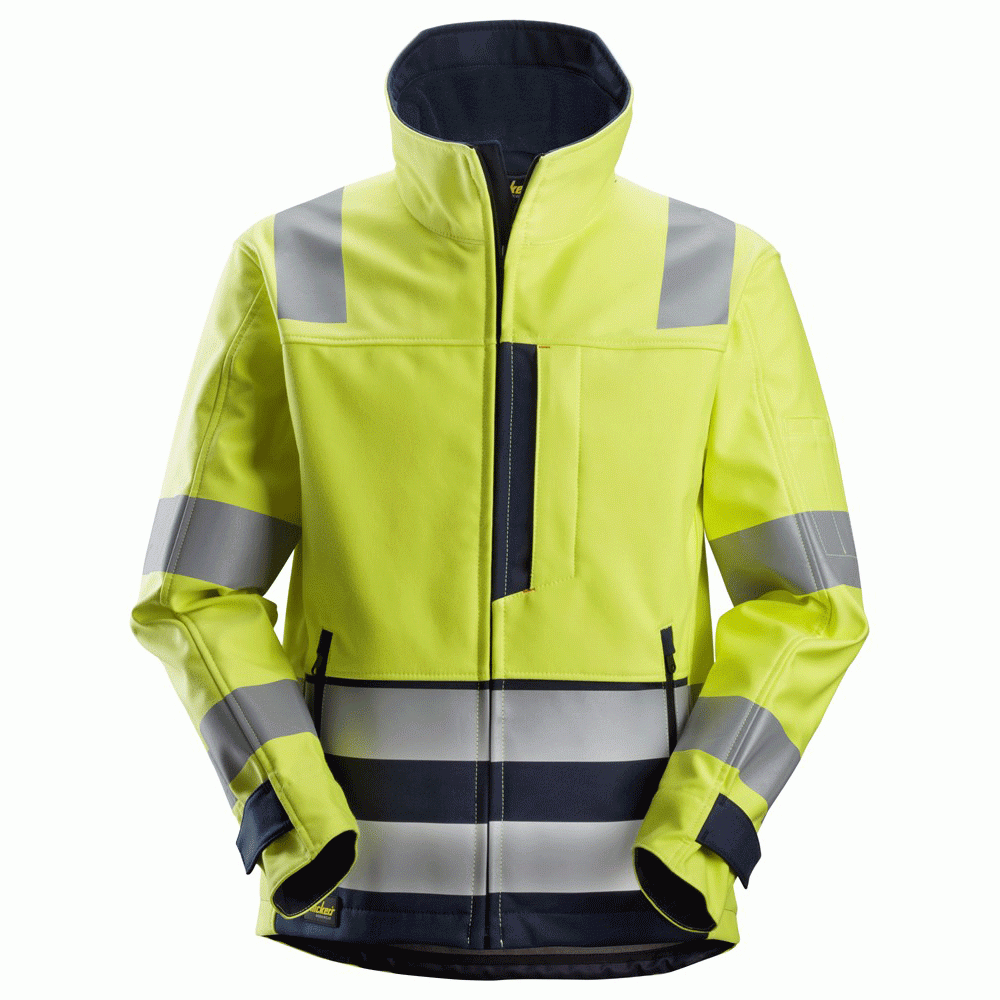 Snickers 1260 ProtecWork Hi-Vis Arc Protection Softshell Jacket Class 3 Yellow XL, Long