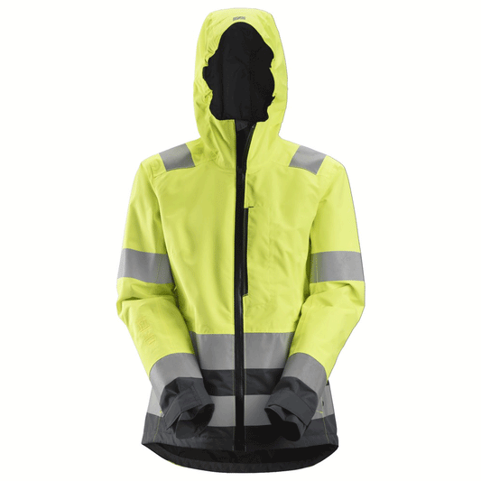 Snickers 1347 AllroundWork, Women’s Hi-Vis Waterproof Shell Jacket Class 2/3 Yellow Small