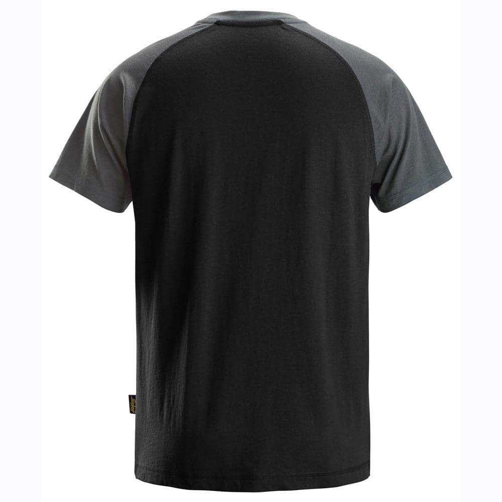 Snickers 2550 Two-Coloured Short Sleeve Cotton T-Shirt Black / Steel Grey 2XL