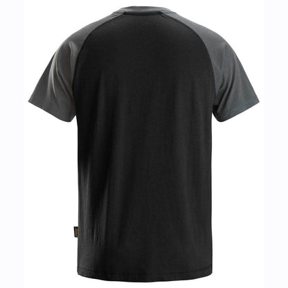 Snickers 2550 Two-Coloured Short Sleeve Cotton T-Shirt Black / Steel Grey 2XL
