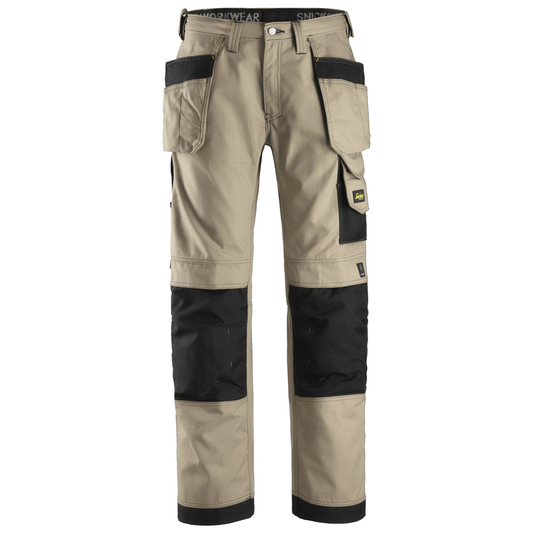 Snickers 3214 Craftsmen Holster Pocket Trousers, Canvas+ Khaki / Black 38" Waist 32" Leg - Snickers Size 54