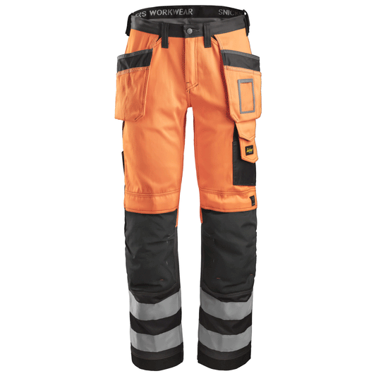 Snickers 3233 High-Vis Holster Pocket Trousers, Class 2 Hi-Vis Orange / Muted Black / Waist 31"- Leg 35"- Snickers Size 146