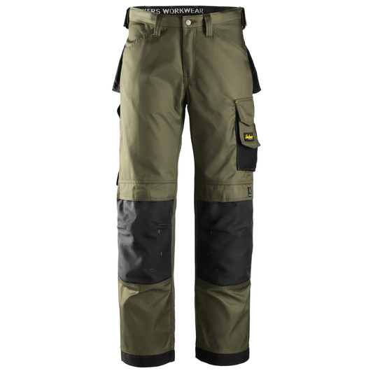 Snickers 3312 Craftsmen Trousers, DuraTwill Olive Green/Black, Waist 31" Leg 32"-Snickers 46