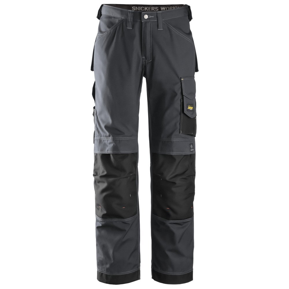 Snickers 3313 Craftsmen Trousers, Rip-Stop Steel Grey/Black Waist 47"- Leg 32"- Snickers Size: 62