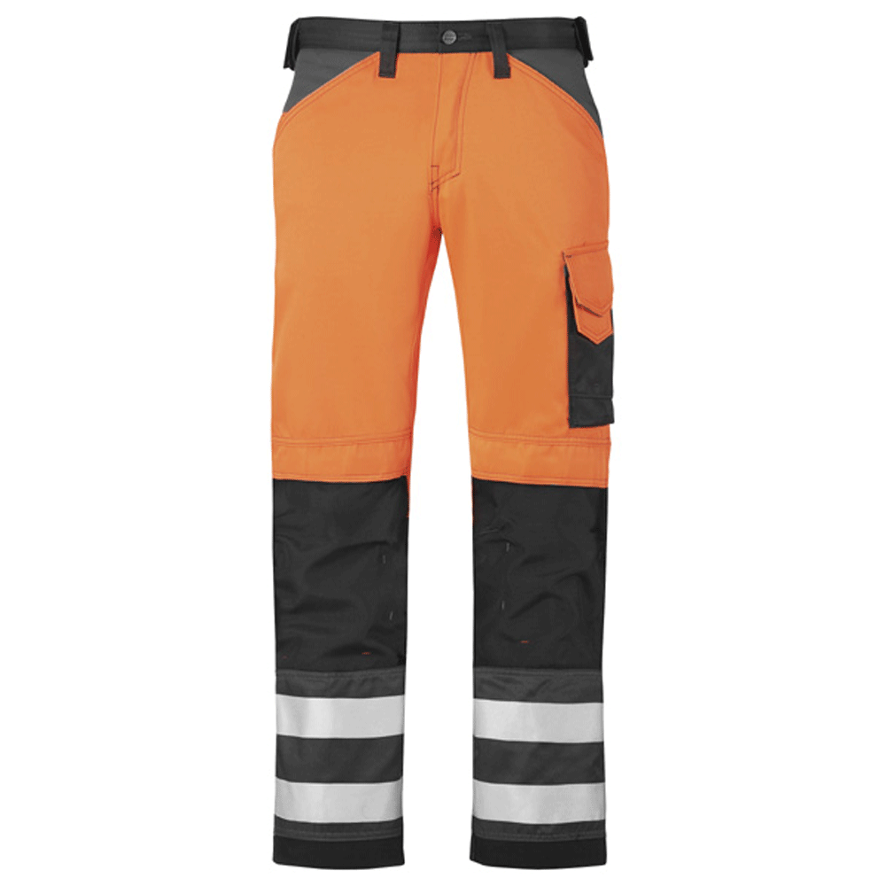 Snickers 3333 Hi-Vis Trousers, Class 2 Orange Waist 44" Leg 32" - Snickers Size 60