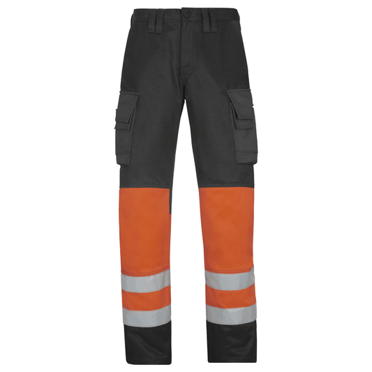 Snickers 3833 Hi-Vis Trousers, Class 1 Muted Black/Hi-Vis Orange, 35" Waist 30" Leg-Snickers 96