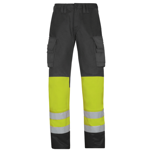 Snickers 3833 Hi-Vis Trousers, Class 1 Muted Black/Hi-Vis Yellow, 28" Waist 32" Leg-Snickers 42