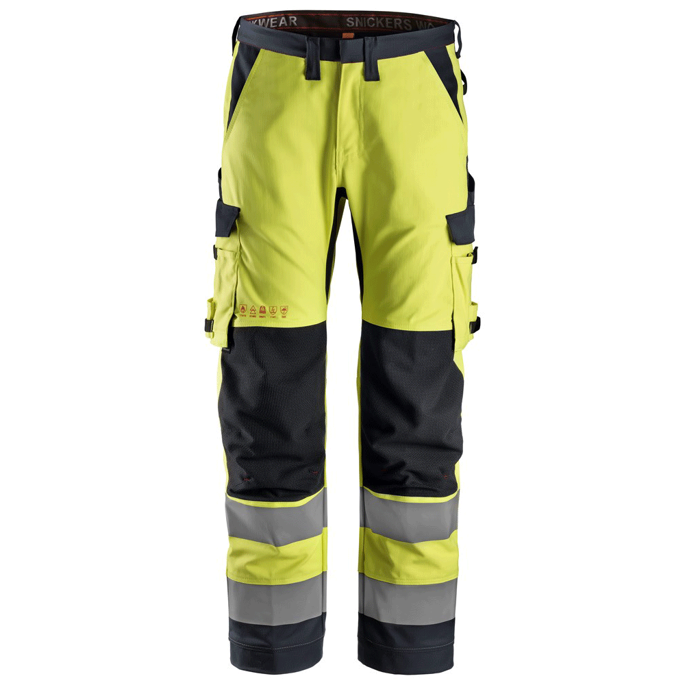 Snickers 6361 ProtecWork, Flame Retardant Arc Protection Hi-Vis Work Trousers, Class 2