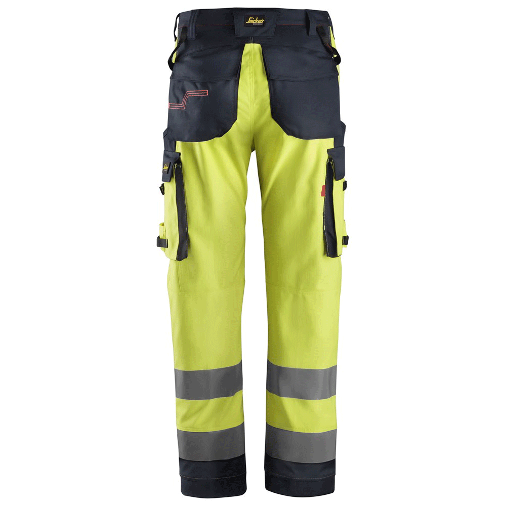 Snickers 6361 ProtecWork, Flame Retardant Arc Protection Hi-Vis Work Trousers, Class 2