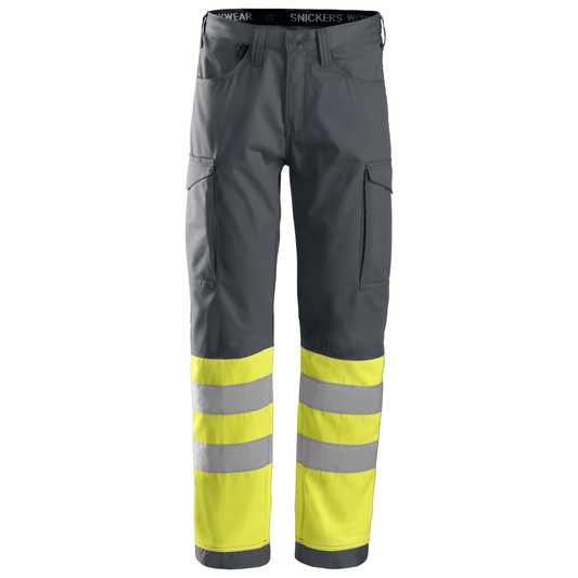 Snickers 6900 Hi-Vis Service Transport Trousers CL1 Steel Grey/Hi-Vis Yellow, 30" Waist 30" Leg-Snickers 88