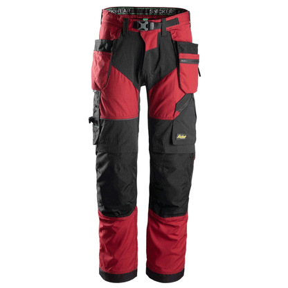 Snickers 6902 FlexiWork, Kneepad Holster Pocket Work Trousers Chilli Red