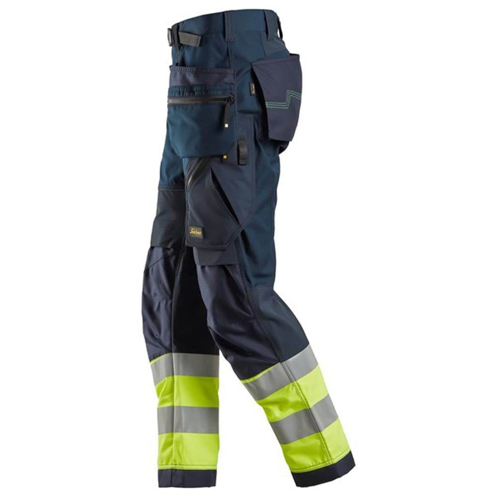 Snickers 6931 FlexiWork Hi-Vis Work Trousers Holster Pockets CL1 Various Colours
