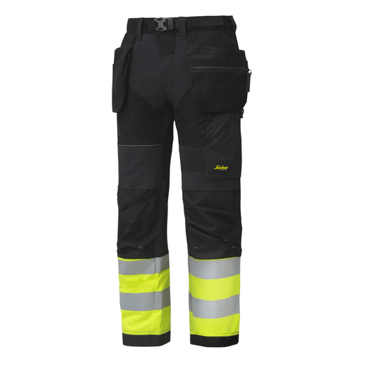 Snickers 6931 FlexiWork Hi-Vis Work Trousers Holster Pockets CL1 Various Colours