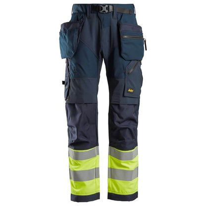 Snickers 6931 FlexiWork Hi-Vis Work Trousers Holster Pockets CL1 Various Colours