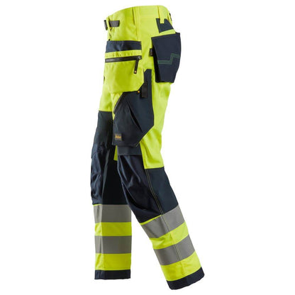 Snickers 6932 FlexiWork Hi-Vis Work Trousers Holster Pockets CL2